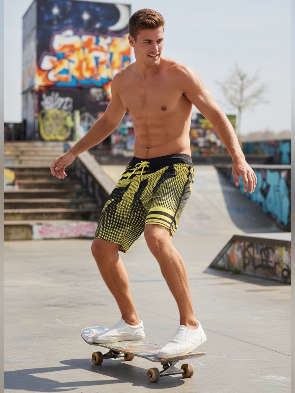 Fox Racing Board Shorts Mens 30 Black Yellow 4
Way Stretch Swim Trunks BMX